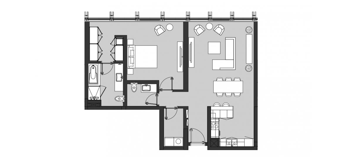 Планировка «ONE BEDROOM TYPE E1» 1 спальня в ЖК RESIDENCE 110