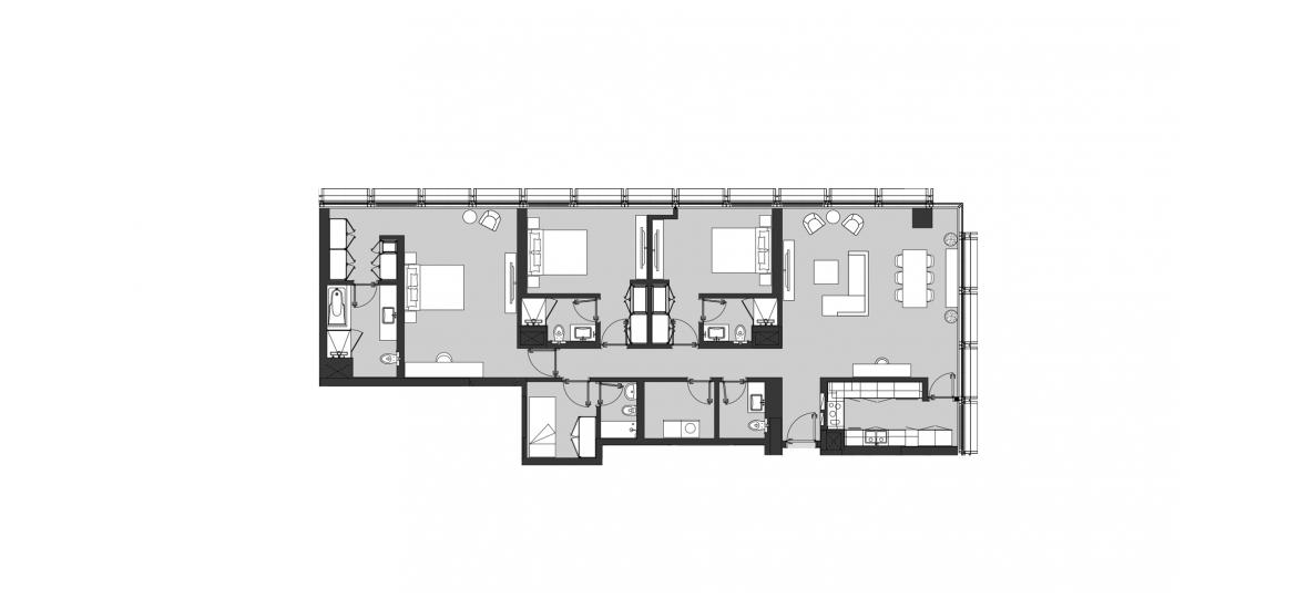 Планировка «THREE BEDROOM TYPE C2» 3 спальни в ЖК RESIDENCE 110