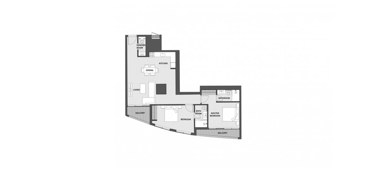 Floor plan «D», 2 bedrooms in 15 NORTHSIDE