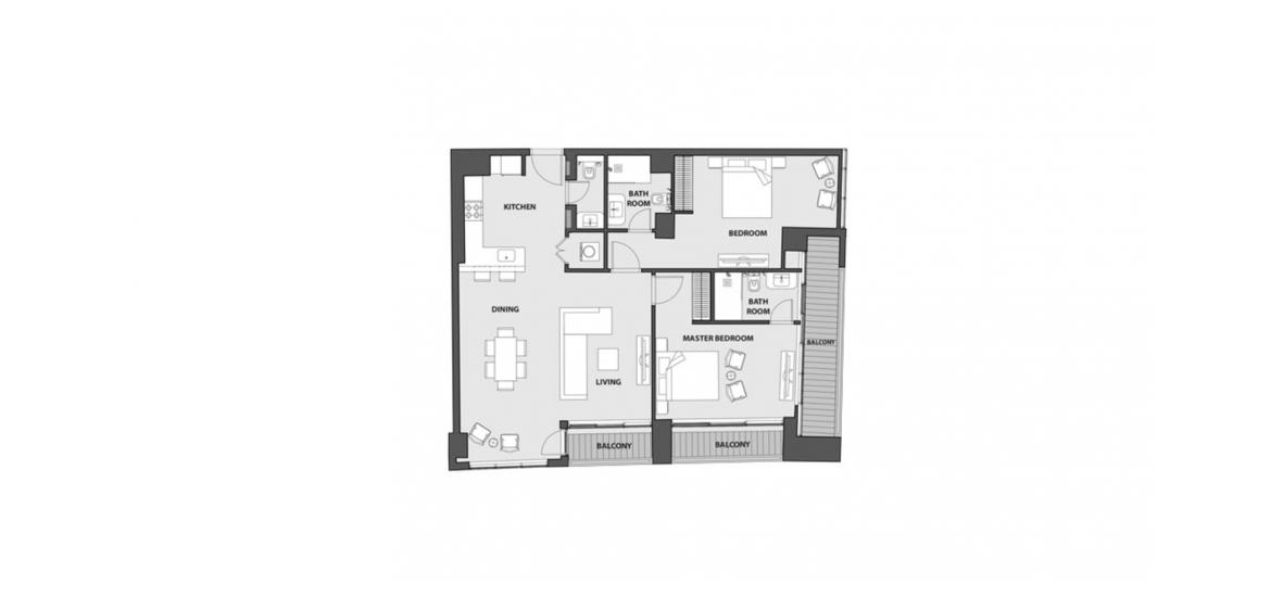 Floor plan «C», 2 bedrooms in 15 NORTHSIDE