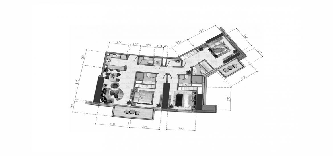 Floor plan «3BR-143SQM», 3 bedrooms in NOBLES TOWER