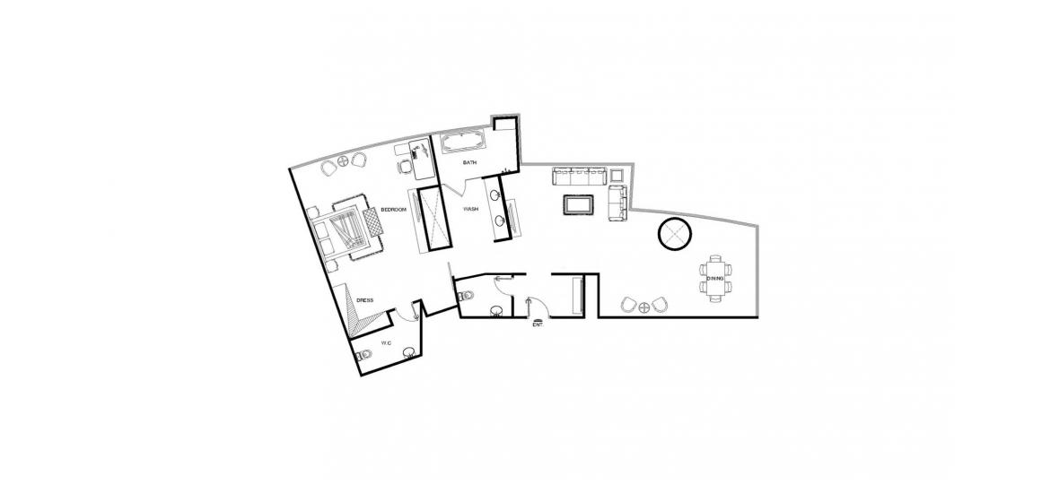 Floor plan «C», 1 bedroom in DAMAC TOWERS
