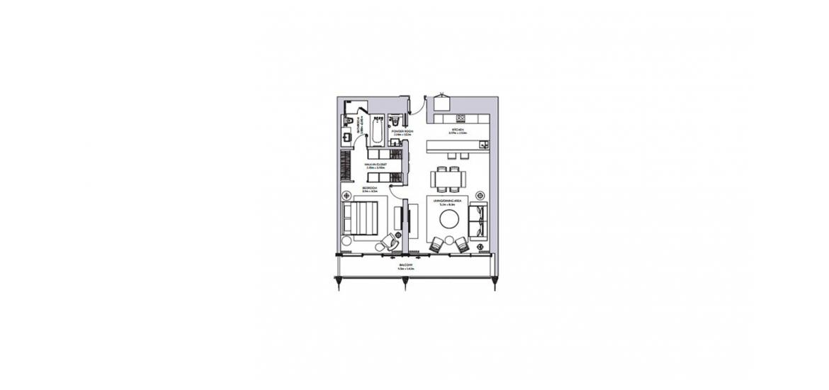 Floor plan «1BR», 1 bedroom in THE STERLING