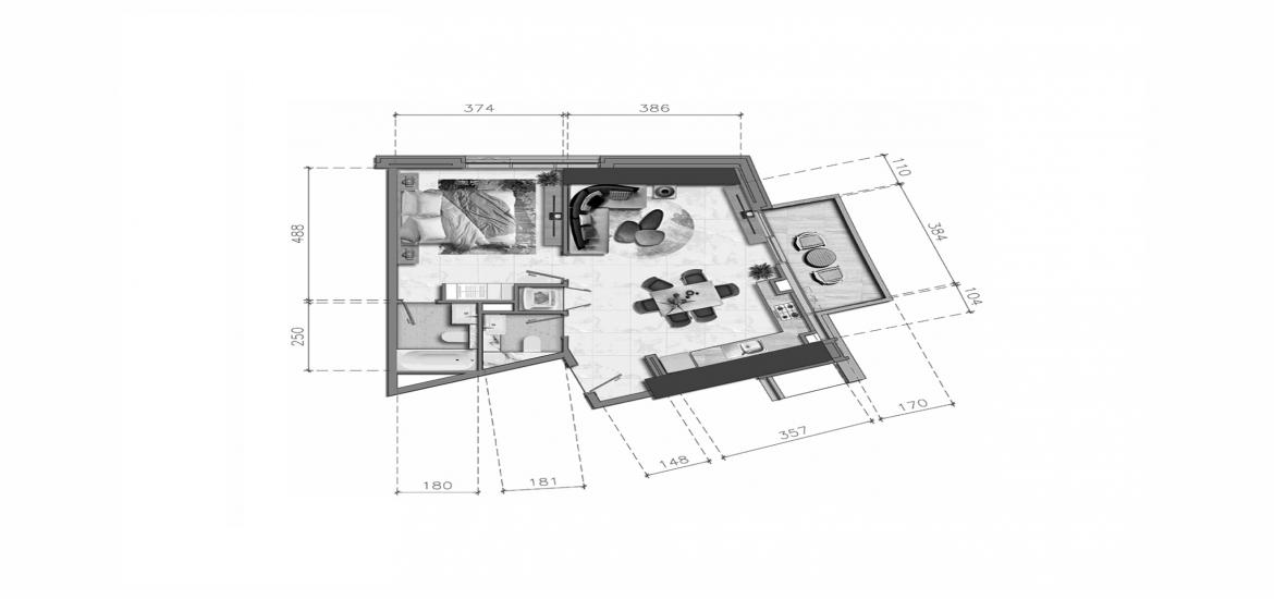 Floor plan «1BR-71SQM», 1 bedroom in NOBLES TOWER