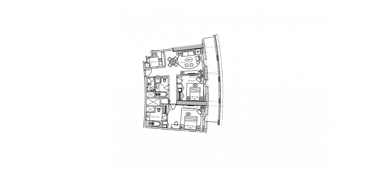 Floor plan «B», 2 bedrooms in DAMAC TOWERS