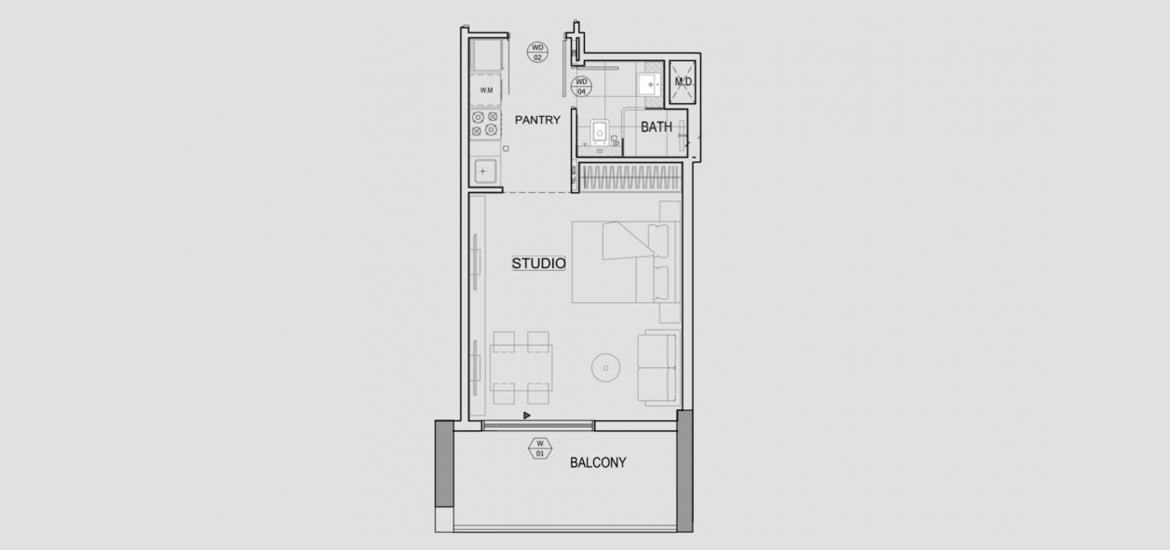 Floor plan «0BR», 1 room in BINGHATTI CANAL