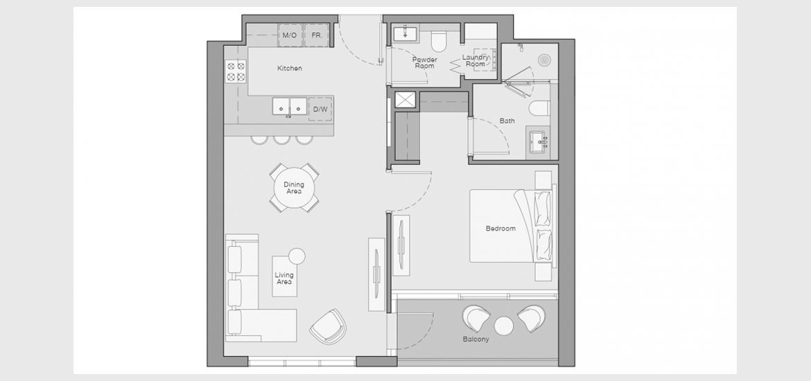 Floor plan «1 BERDROOM TYPE A», 1 bedroom in THE QUAYSIDE RESIDENCES