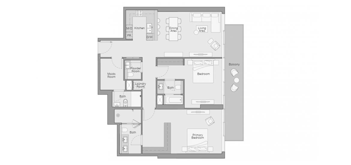 Floor plan «2 BERDROOM TYPE B», 2 bedrooms in THE QUAYSIDE RESIDENCES