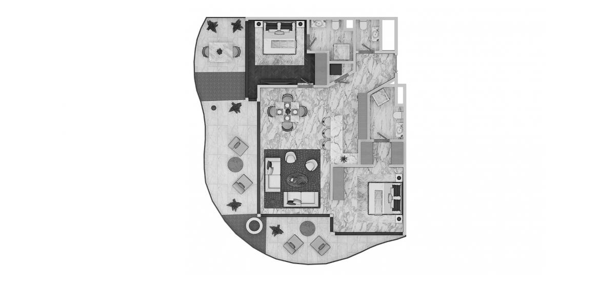 Floor plan «2br 136sqm v2», 2 bedrooms in DAMAC CHIC TOWER