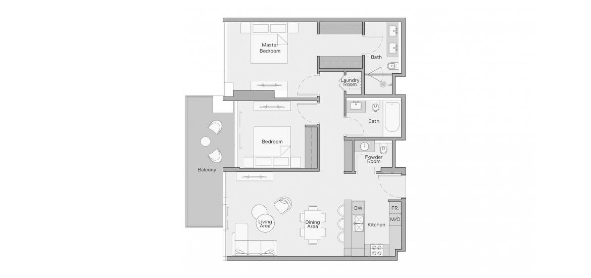 Floor plan «114 SQ.M 2 BEDROOM TYPE B», 2 bedrooms in THE CRESTMARK APARTMENTS