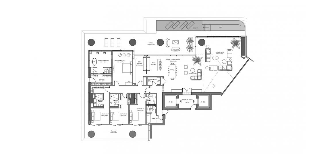 Floor plan «682 SQ.M 4 BR», 4 bedrooms in VELA RESIDENCES